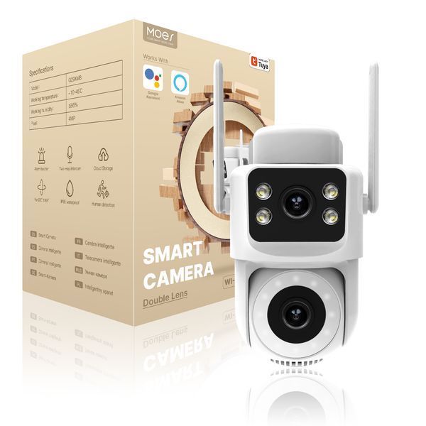 Умная уличная Wi-Fi IP-камера Moes Tuya Smart с двойным объективом 4 Мп (Q29XM8) M10503 фото