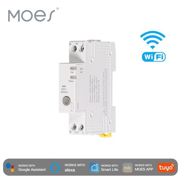 WiFi автоматический выключатель Moes Tuya Smart с энергомониторингом и защитой ( WCB-A5-TW-E1-MS) M10521 фото
