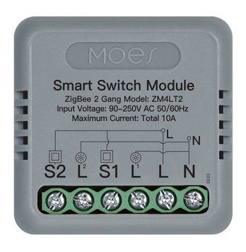 Zigbee мини реле Tuya Smart двухканальное для умного дома (ZM-104B-M-LT) M10441 фото