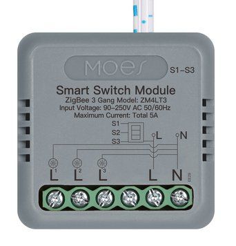 Zigbee мини реле Moes Tuya Smart трехканальное для умного дома (ZM-104C-M-LT) M10526 фото