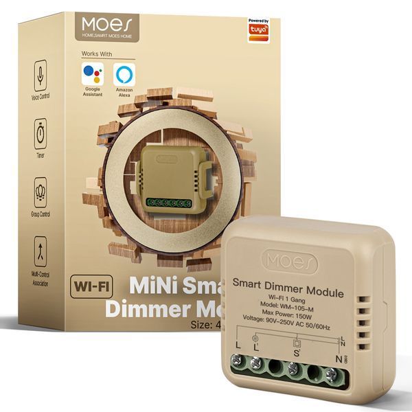 Wi-Fi мини димер Moes Tuya Smart одноканальный для умного освещения (WM-105-M) M10463 фото