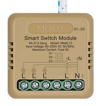 Wi-Fi мини реле трехканальное Moes Tuya Smart для умного дома (WM-104C-M-LT) M10528 фото