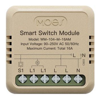 Wi-Fi мини реле Moes Tuya Smart одноканальное 16A с энергомониторингом (WM-104-M16AM) M10529 фото