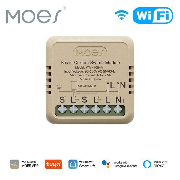 Wi-Fi мини реле управления двигателем штор Moes Tuya для умного дома (WM-108-M) M10530 фото