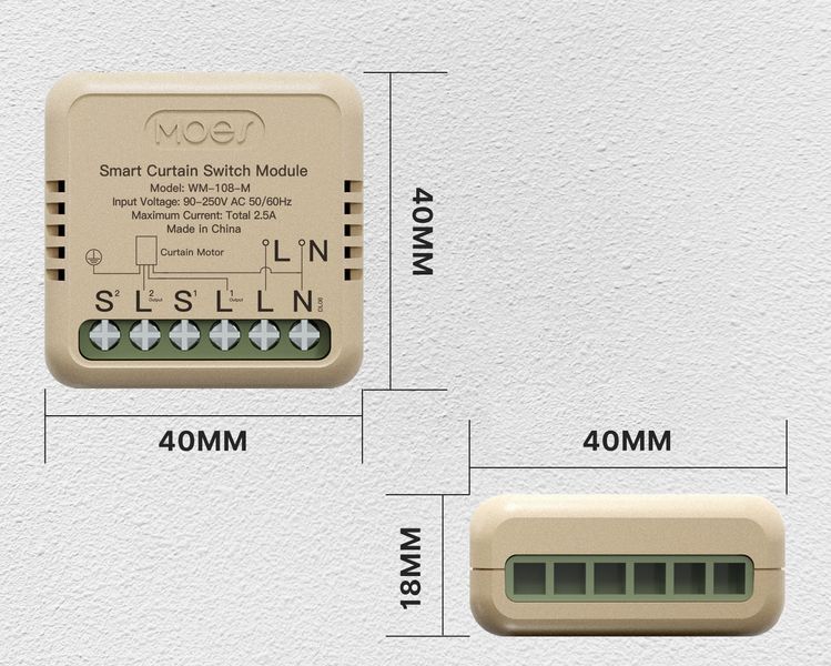 Wi-Fi мини реле управления двигателем штор Moes Tuya для умного дома (WM-108-M) M10530 фото