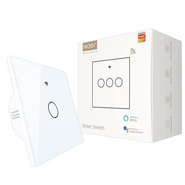 Wi-Fi сенсорный выключатель света Moes Tuya Smart для умного дома (WRS-EU1-WH) M10531 фото