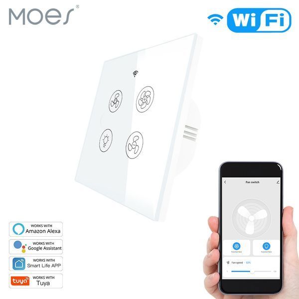 Wi-Fi RF регулятор обертів вентилятора та освітлення Moes Tuya Smart (WRS-EU-FL) M10477 фото