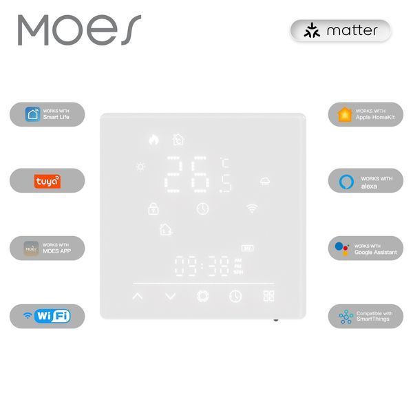 Matter Wi-Fi термостат для газового котла Moes Tuya Smart білий (WHT-S02-GC) M10482 фото