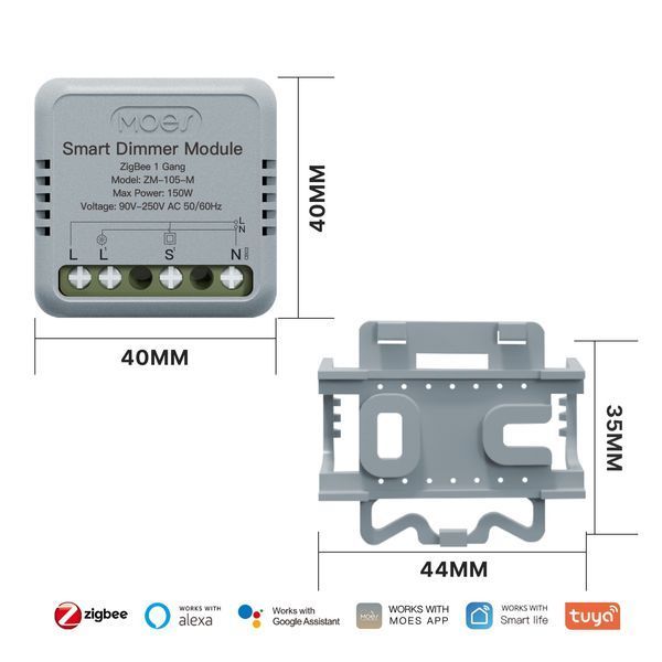 Zigbee міні димер Moes Tuya одноканальний для розумного освітлення (ZM-105-M) M10486 фото