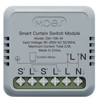 Zigbee мини-реле управления двигателем штор Moes Tuya для умного дома (ZM-108-M) M10487 фото