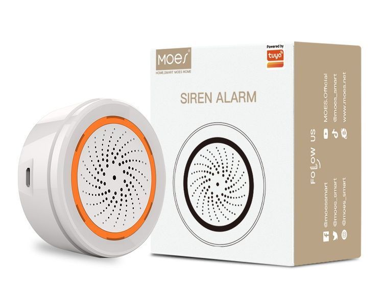Бездротова Zigbee сирена Moes Tuya Smart 90 dB для розумного дому (ZSS-LO-SLA-U) M10493 фото