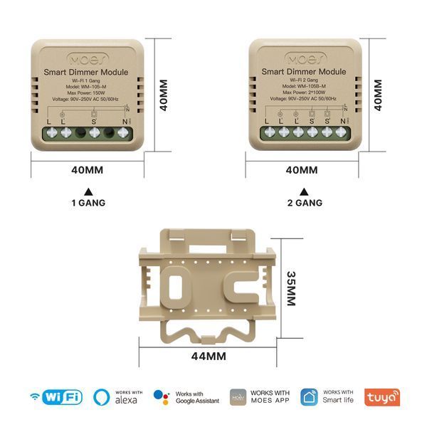Wi-Fi міні димер Moes Tuya Smart двоканальний для розумного освітлення (WM-105B-M) M10495 фото