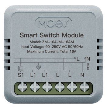 ZigBee мини реле Moes Tuya Smart одноканальное 16A с энергомониторингом (ZM-104-M-16AM) M10497 фото