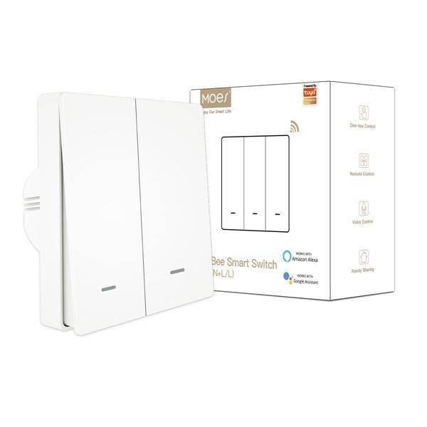 ZigBee механический выключатель Tuya Smart на 2 линии, белый (ZS-B-EU) M10100 фото