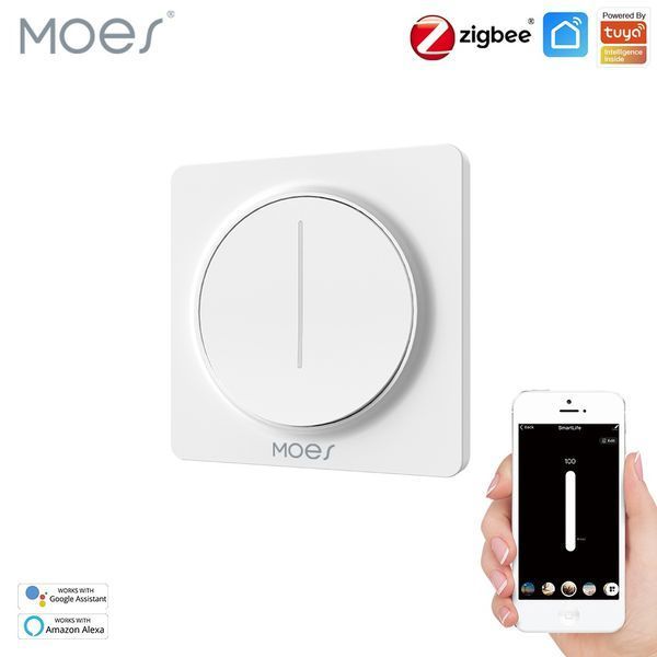 Zigbee сенсорний димер Moes Tuya Smart білий для розумного освітлення (ZS-SY-EUD) M10104 фото