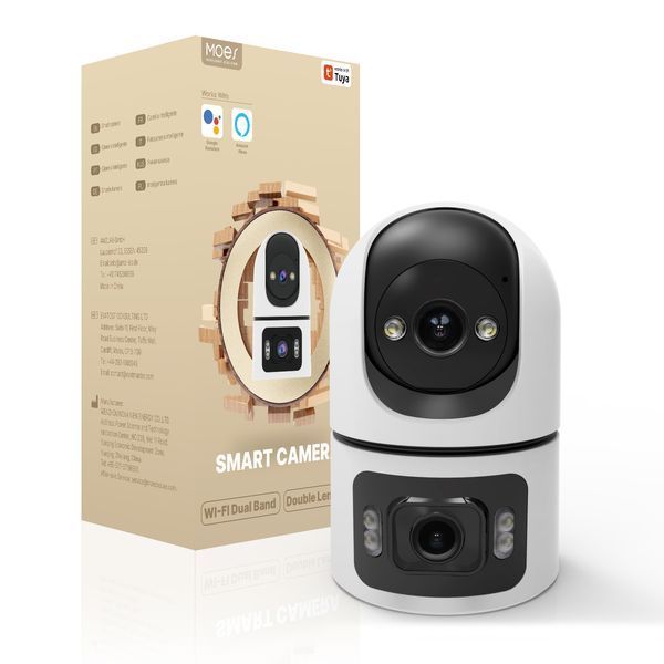 Розумна поворотна Wi-Fi IP-камера Moes Tuya Smart з подвійним об&rsquo;єктивом 4 Мп (Q09XM8) M10502 фото