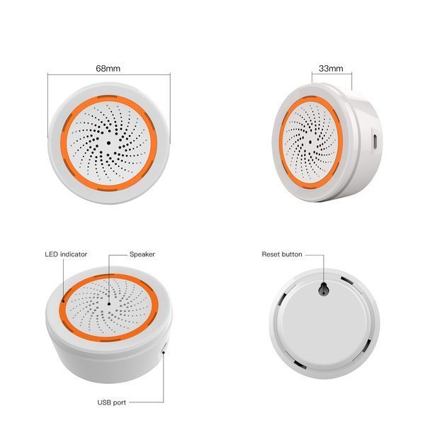 Wi-Fi сирена Moes Tuya Smart 90 dB со световой и звуковой сигнализацией для умного дома (WSS-LO-SLA-U) M10514 фото